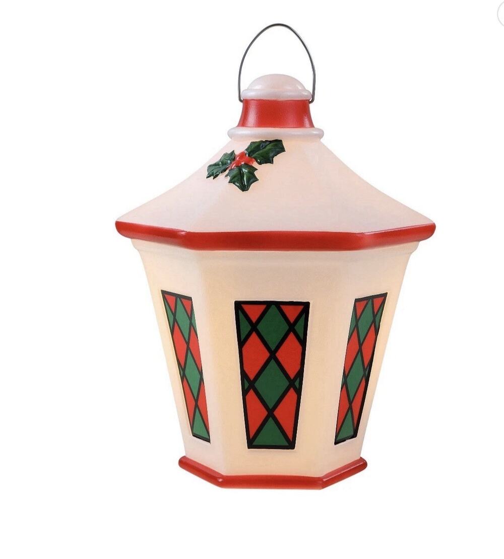 Blow Mold Decor Lantern with Stained Glass 11” Viral Mr Christmas